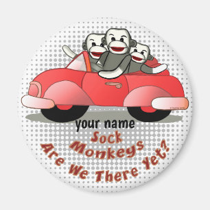 Are We There Yet Sock Monkey  magnet