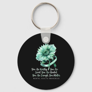 Are worthy loved sunflower mental health awareness keychain