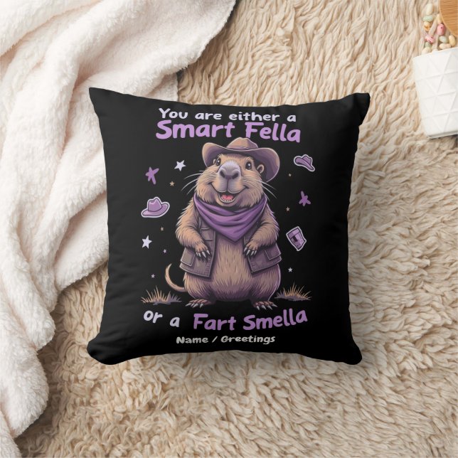 Are You a Smart Fella or a Fart Smella Funny  Throw Pillow (Blanket)