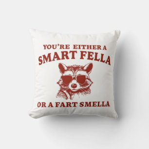 Are You A Smart Fella Or Fart Smella Retro Cartoon Throw Pillow