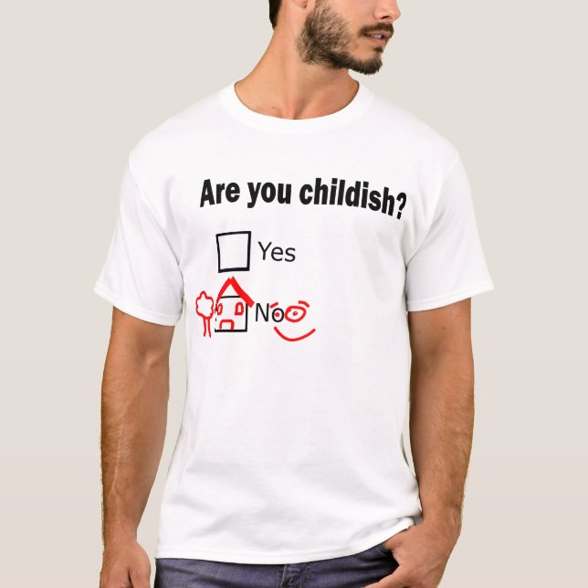 !!! Are You Childish? Men's Basic T-Shirt, White T-Shirt (Front)