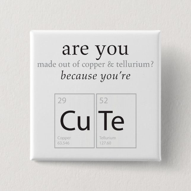 Are You Cute Nerdy Science Geek Humour Button (Front)