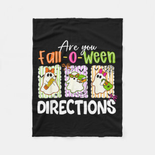 Are You Fall-o-ween Directions Cute Ghost Teacher  Fleece Blanket