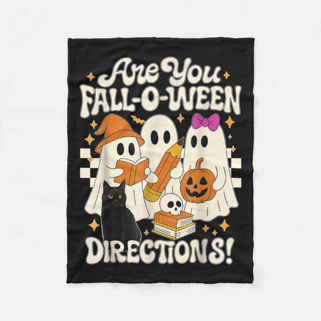 Are You Fall O Ween Directions Fall Teacher Hallow Fleece Blanket (Front)