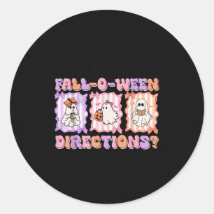 Are You Fall-o-ween Directions Funny Ghost Pumpkin Classic Round Sticker