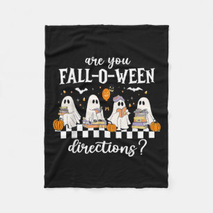 Are You Fall O Ween Directions Funny Teacher Ghost Fleece Blanket