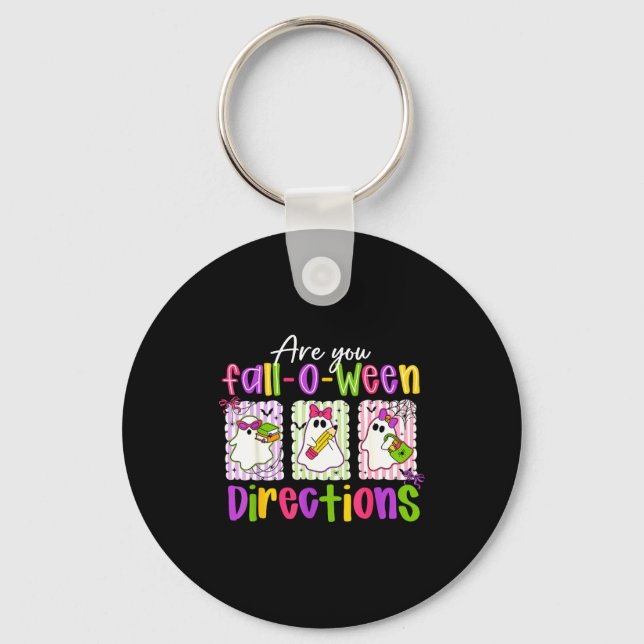 Are You Fall-o-ween Directions Soky Cute Ghost Tea Keychain (Front)