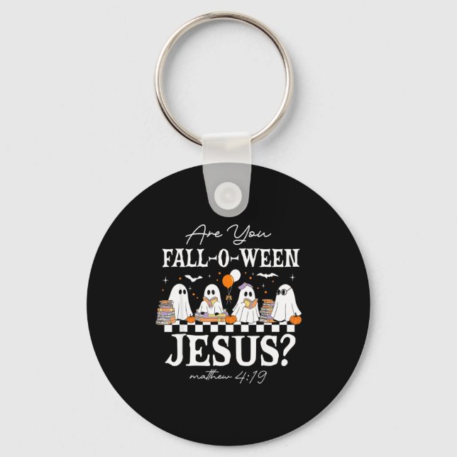 Are You Fall-o-ween Jesus Matthew 4_19 Halloween C Keychain (Front)