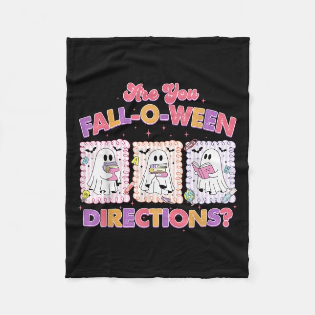 Are You Falloween Directions, Halloween Cute Ghost Fleece Blanket (Front)