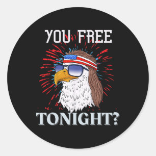 Are You Free Tonight 4th Of July American Bald Eag Classic Round Sticker