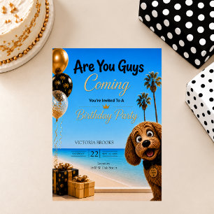 Are You Guys Coming? L.A. Beach Dog Birthday Party Invitation
