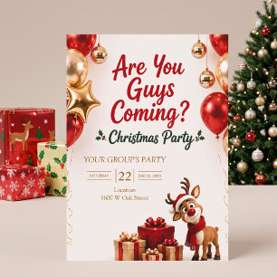 Are You Guys Coming? Reindeer Christmas Party Invitation