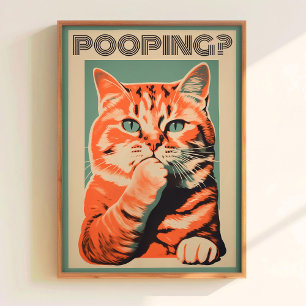Are You Pooping Print Blue Bathroom Wall Art Toile