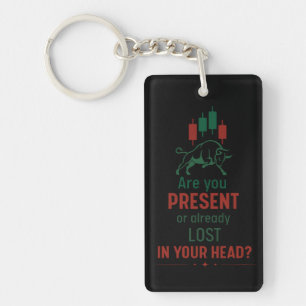 Are You Present? – Trader Mindset   Bull  Keychain