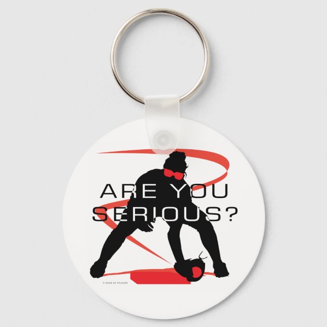 Are you serious Red Fielder Softball Keychain (Front)