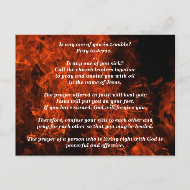 Are you sick? Then Pray James 5:13-16 Postcard (Front)