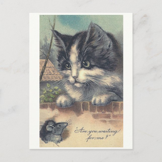 "Are You Waiting for Me?" Vintage Postcard (Front)