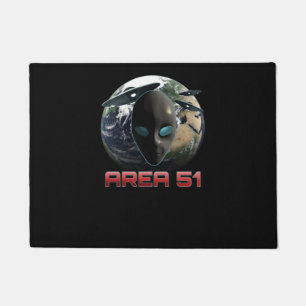 Area 51 Alien And UFO Above Earth Doormat