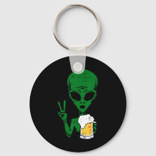 Area-51 Alien Beer Peace Sign Lazy Drinking Hallow Keychain