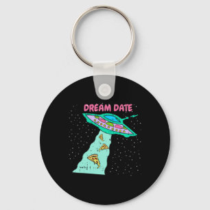 Area-51 Alien Spaceship Pizza Dream Date Easy Hall Keychain