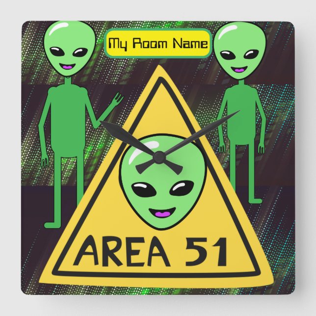 Area 51 Aliens welcome to Roswell New Mexico time Square Wall Clock (Front)