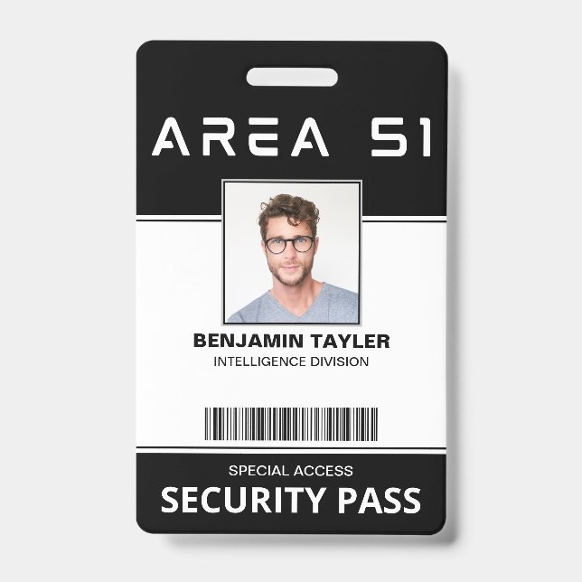 Area 51 Customized Employee Photo ID Security Pass Badge (Front)