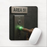 Area 51 Elevator Button Mouse Pad<br><div class="desc">A dark brown wrinkled alien hand presses a glowing green button labeled 'Area 51' on an elevator panel,  sparking curiosity about the secrets of the location</div>