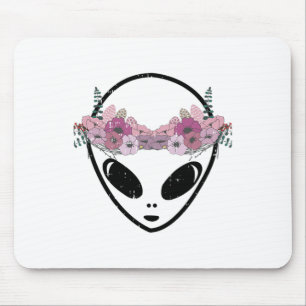 Area-51 Flower Crown Alien Head Easy Martian Hallo Mouse Pad