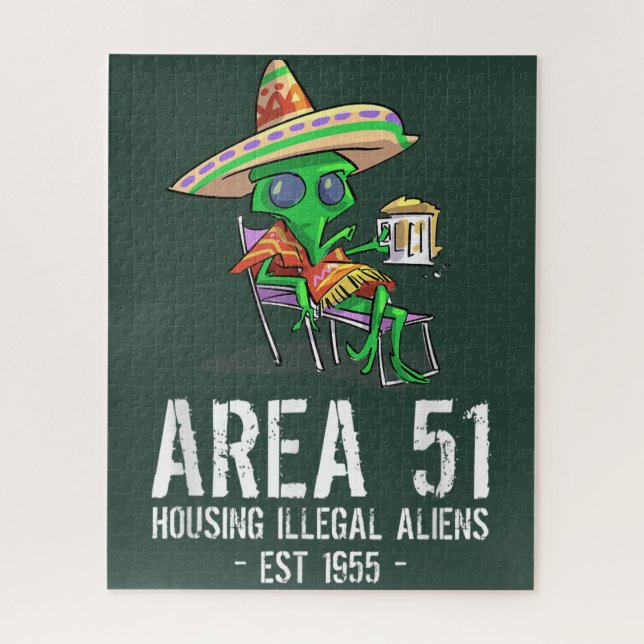 Area 51 Gag Gift  UFO Drunk Illegal Alien Jigsaw Puzzle (Vertical)