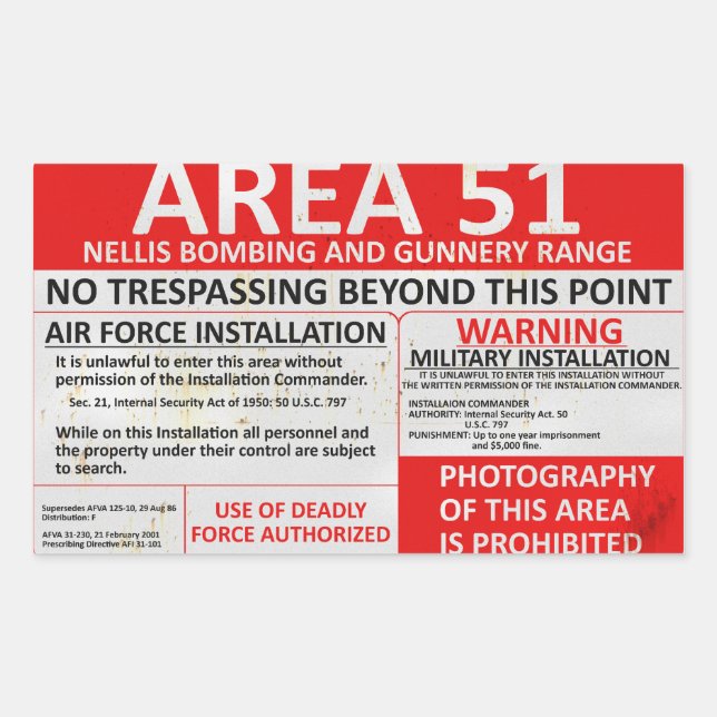 Area 51 Sign Sticker (Front)