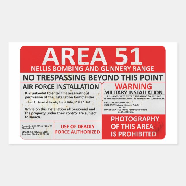 Area 51 Sign Sticker (Front)