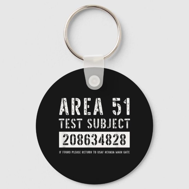Area 51 Test Subject 4828 Alien Abduction Hallowee Keychain (Front)