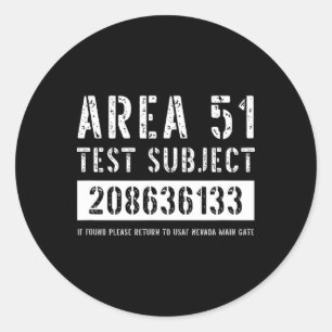 Area 51 Test Subject 6133 Alien Abduction Hallowee Classic Round Sticker