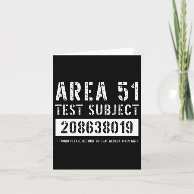 Area 51 Test Subject 8019 Alien Abduction Hallowee Card (Front)