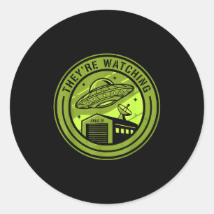 Area 51 They're Watching Alien Believer Batch Ufo  Classic Round Sticker