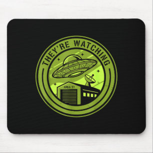 Area 51 They're Watching Alien Believer Batch Ufo Mouse Pad