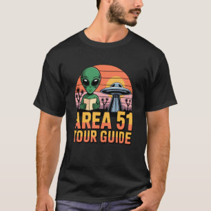 Area 51 Tour Guide Alien Cat Funny UFO Funny Alien T-Shirt