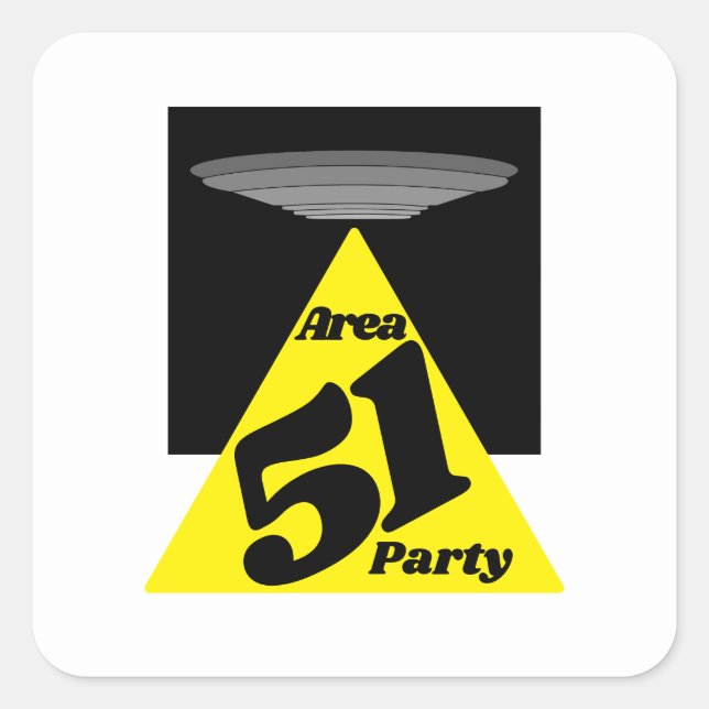 Area 51 UFO, Birthday Square Sticker (Front)