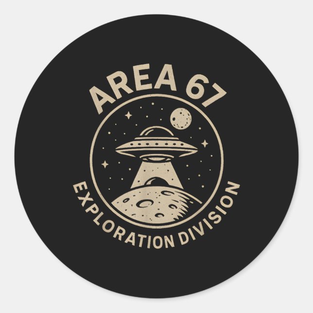 Area 67 Exploration Division Funny 67 Meme Ufo Des Classic Round Sticker (Front)