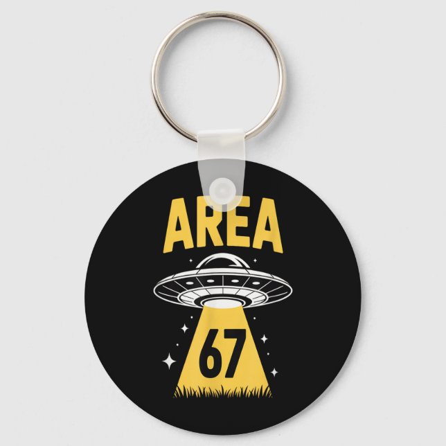 Area 67 Funny Ufo Spaceship 6 7 Alien Theme  Keychain (Front)