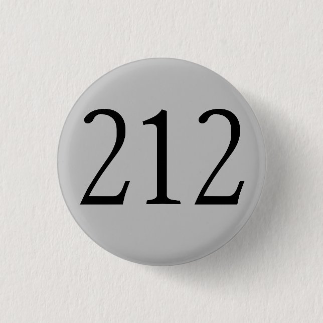 Area Code 212 (NY City) 1 Inch Round Button (Front)