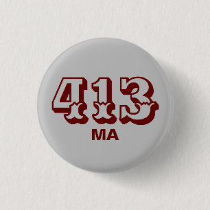 Area Code 413 1 Inch Round Button