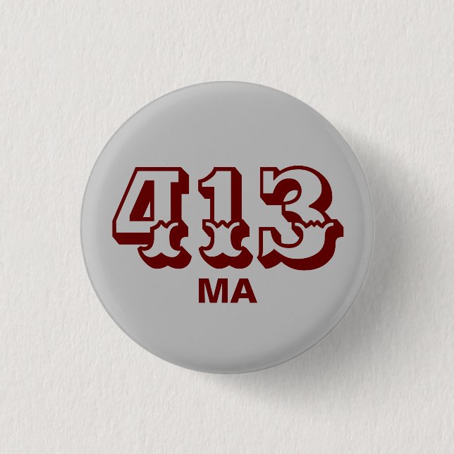 Area Code 413 1 Inch Round Button (Front)