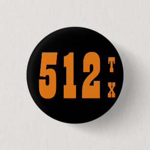 Area Code 512 (Austin, TX) 1 Inch Round Button