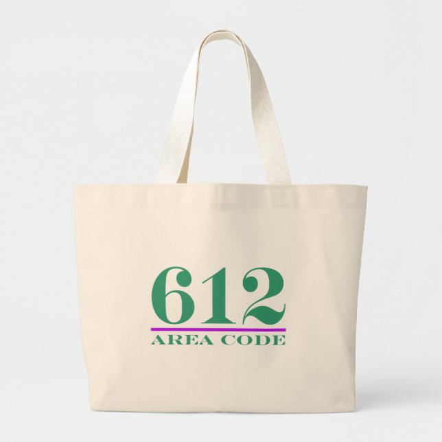 Area Code 612 Large Tote Bag (Front)