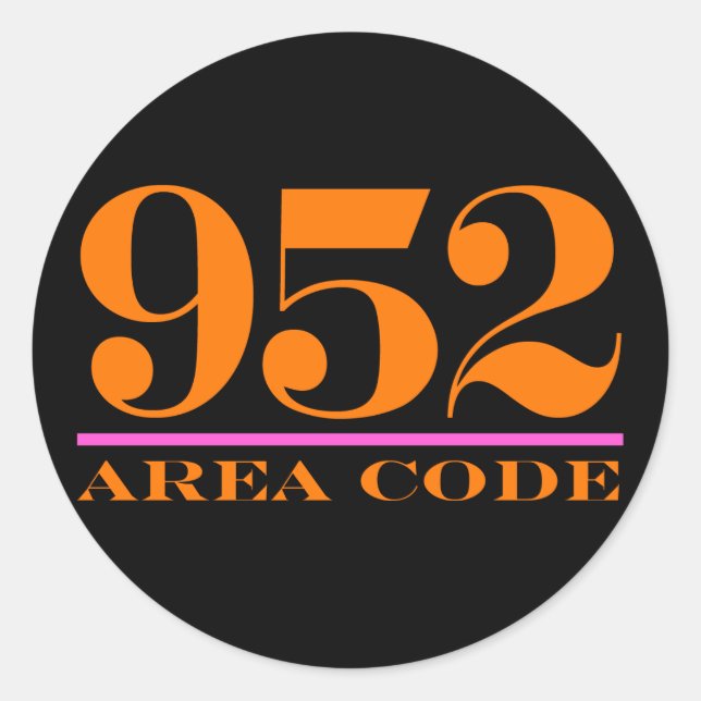 Area Code 952 Classic Round Sticker (Front)