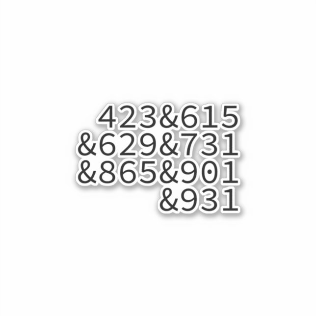 Area Codes Tennesse (Front)