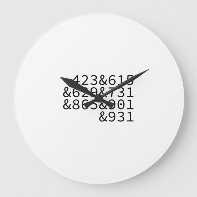 Area Codes Tennesse Large Clock (Front)