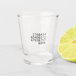 Area Codes Virginia Shot Glass