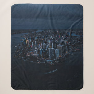 AREAL PHOTOGRAPHY OF CITY BUILDINGS SHERPA BLANKET
